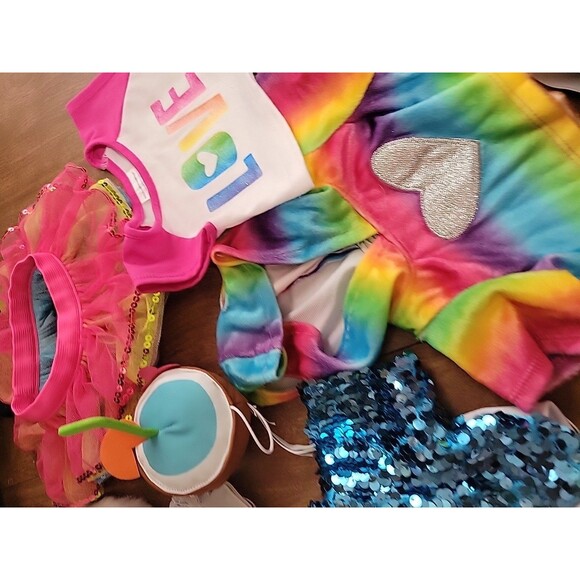 Build A Bear Workshop BABW Girl Bear Clothes Huge lot Cheer Rainbow etc.. - Picture 7 of 14